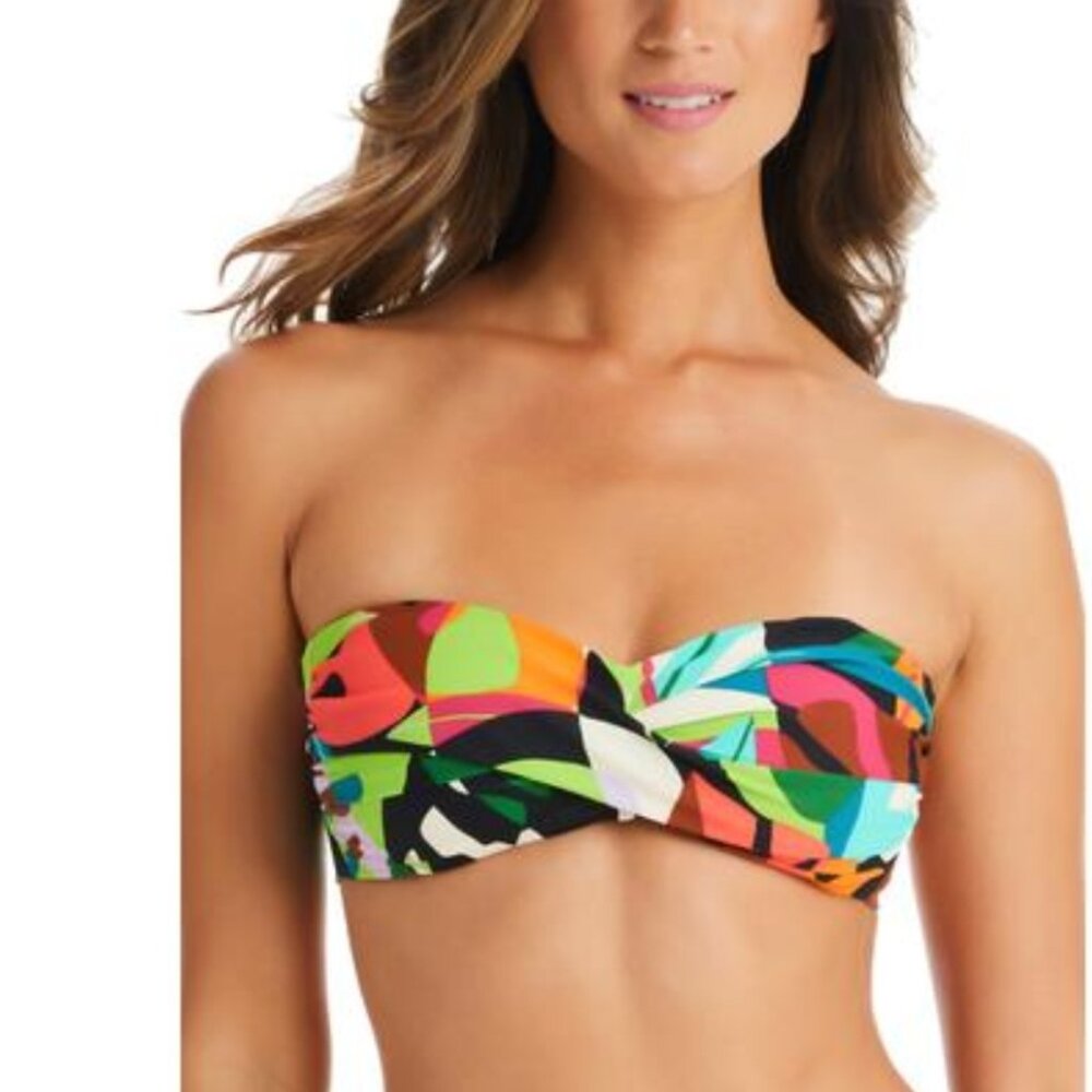 Tropical Dreams Womens Printed Bandeau Bikini Swim Top